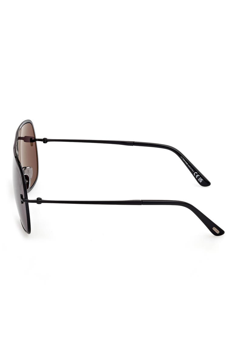 Stavros 63mm Oversize Navigator Sunglasses, Alternate, color, SHINY BLACK / SMOKE LENSES