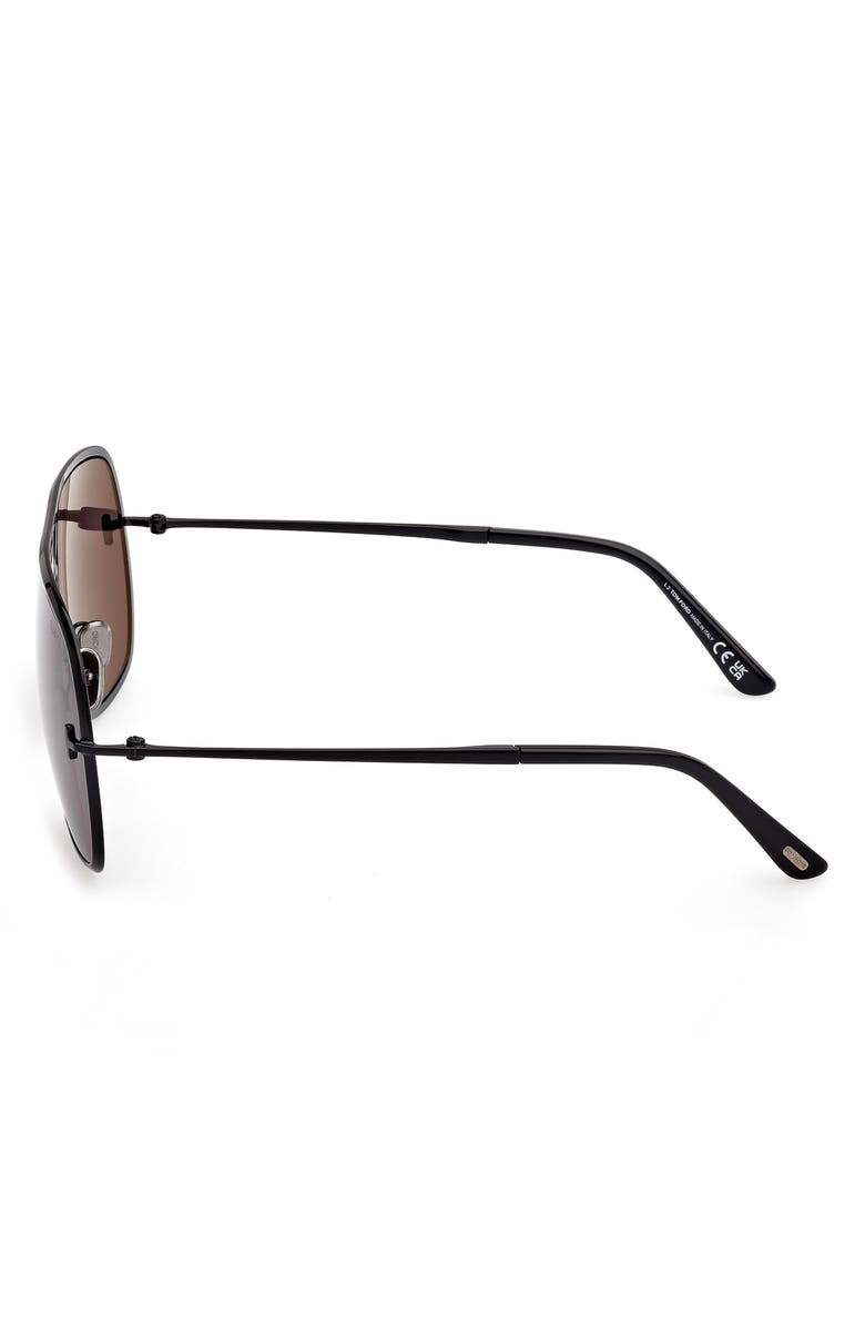 TOM FORD Stavros 63mm Oversize Navigator Sunglasses, Alternate, color, Shiny Black / Smoke Lenses