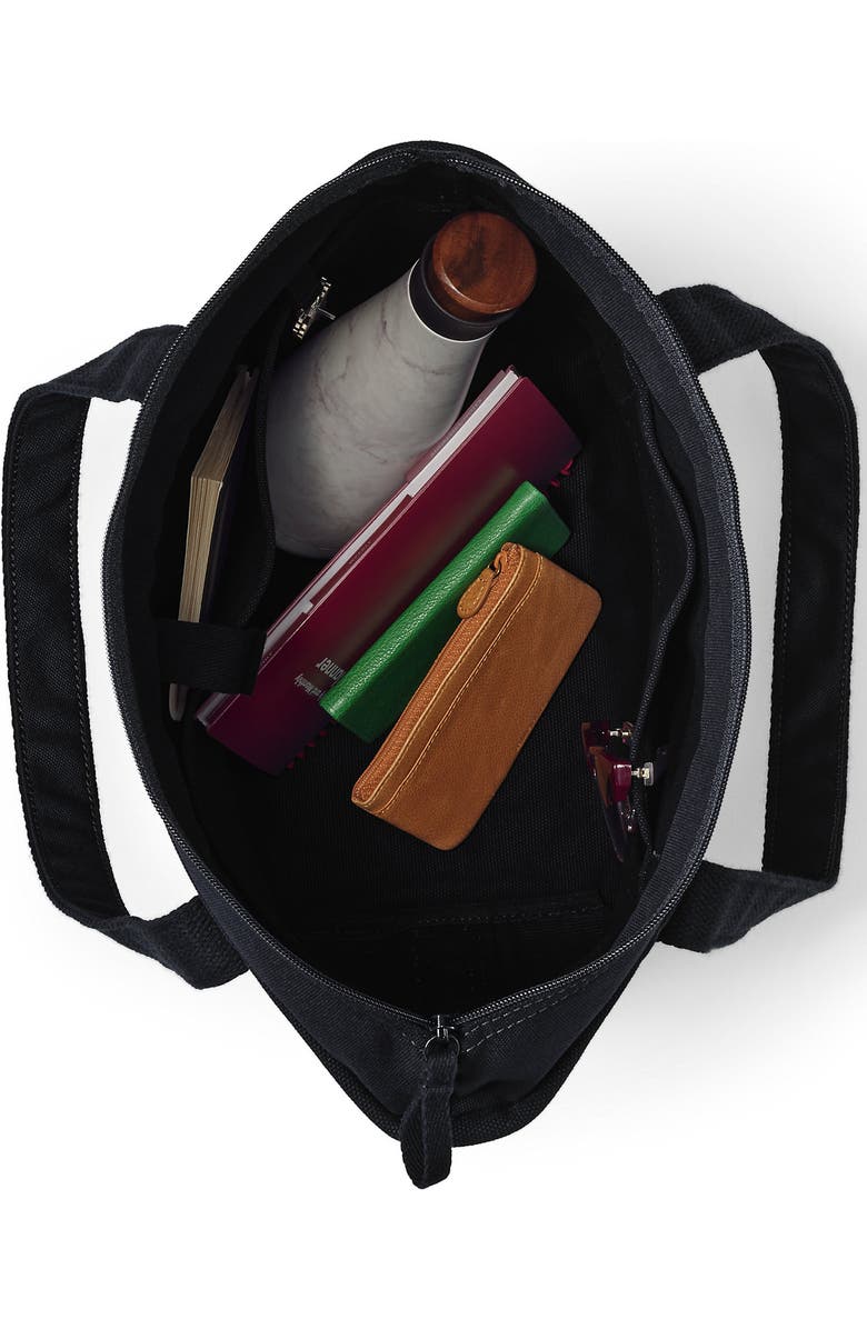 Lands' End Zip Top Canvas Tote Bag, Alternate, color, Black/Black