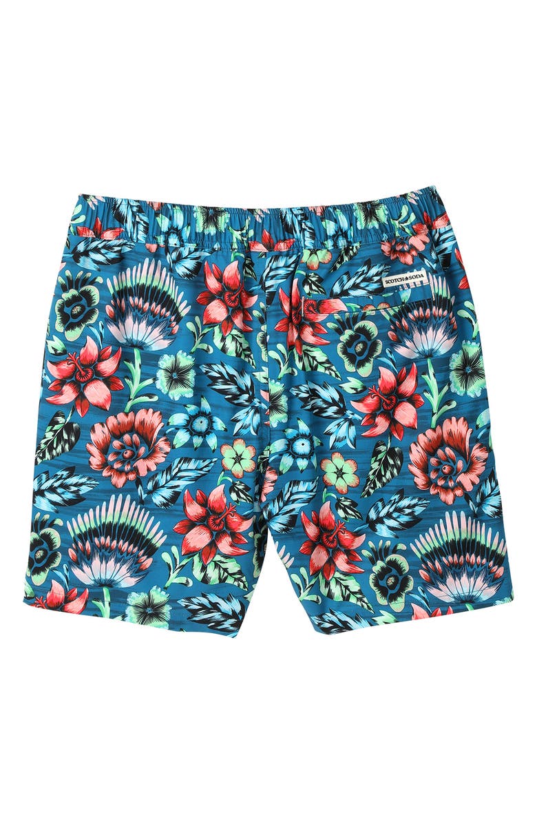 Scotch & Soda Full Bloom Swim Trunks, Alternate, color, Lyons Blue