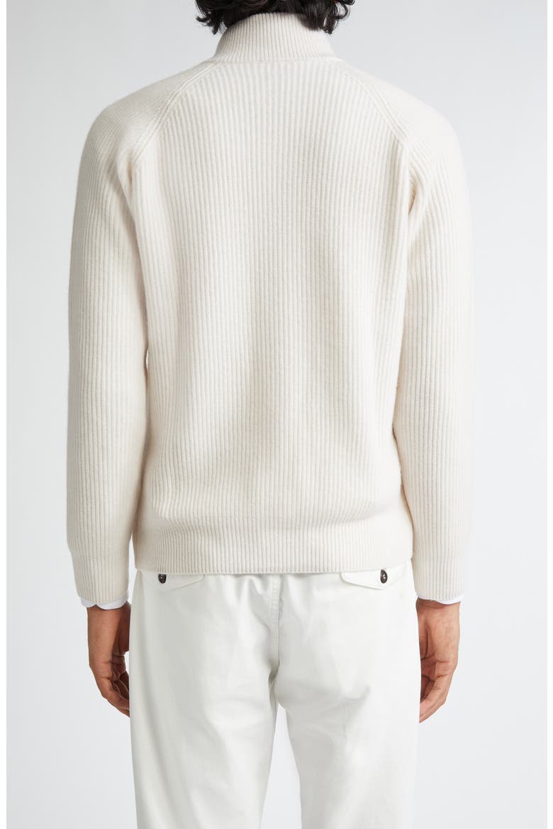 Rib Cashmere Cardigan, Alternate, color, WHITE AND IVORY