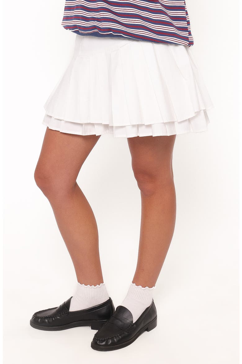 Cygnus Pleated Cotton Miniskirt, Alternate, color, WHITE
