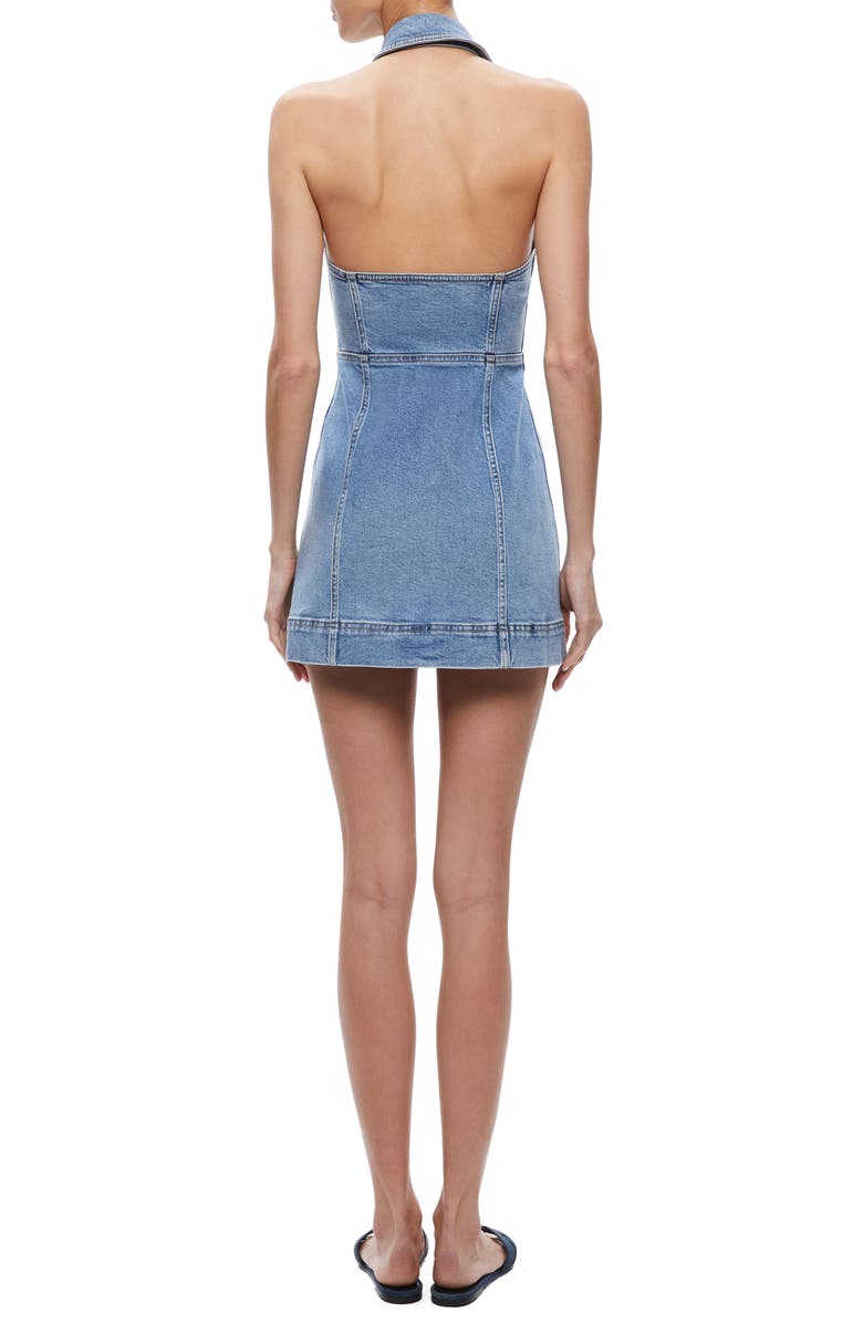 Alice + Olivia Kendall Denim Halter Minidress, Alternate, color, 