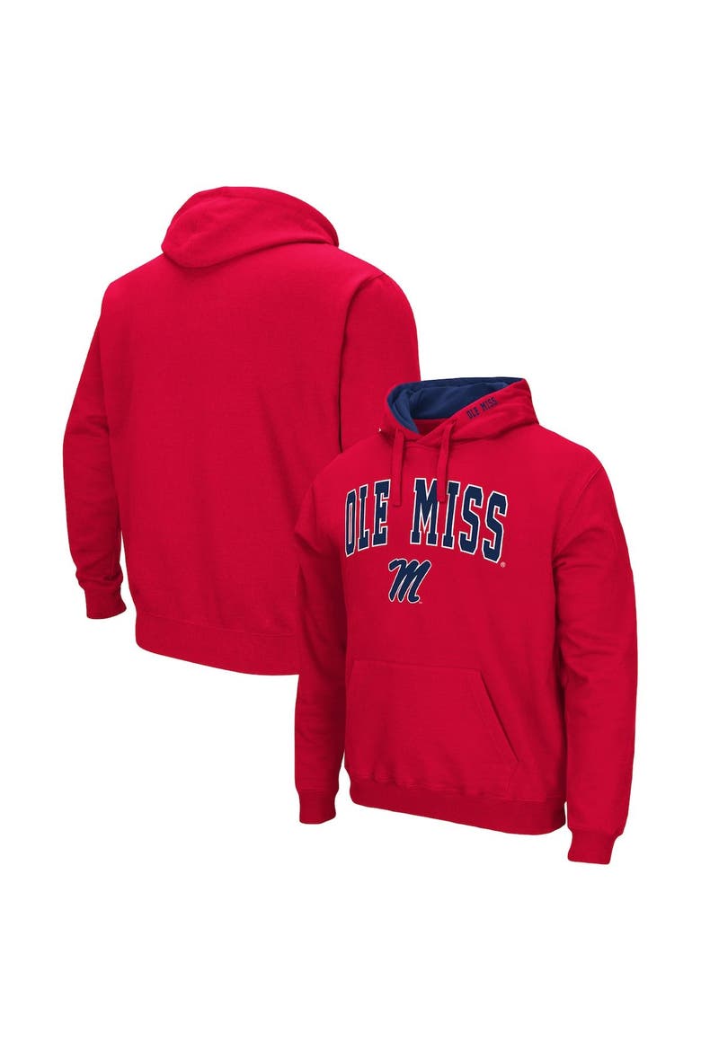 Men's Colosseum Red Ole Miss Rebels Arch & Logo 3.0 Pullover Hoodie, Main, color, Red