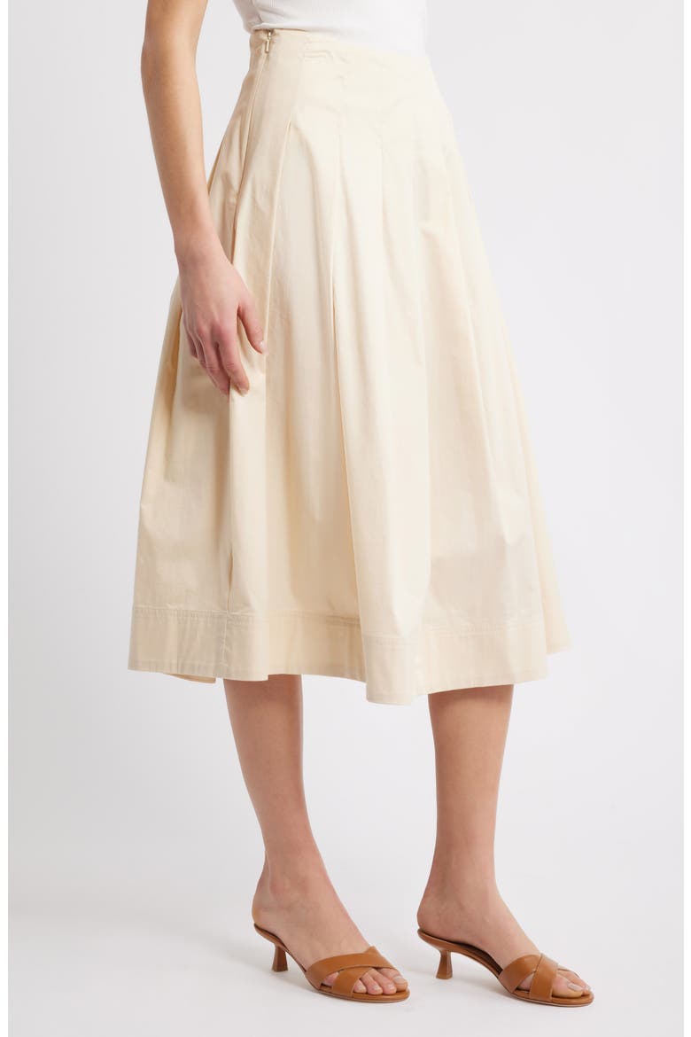 Stretch Cotton Poplin Midi Skirt, Alternate, color, BEIGE BURNT