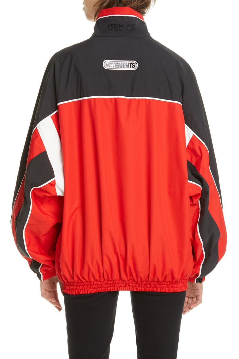 Oversize Colorblock Track Jacket, Alternate, color, RED