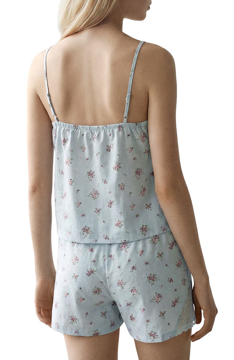 MANGO TEEN Floral Lace Trim Cotton Short Pajamas, Alternate, color, 