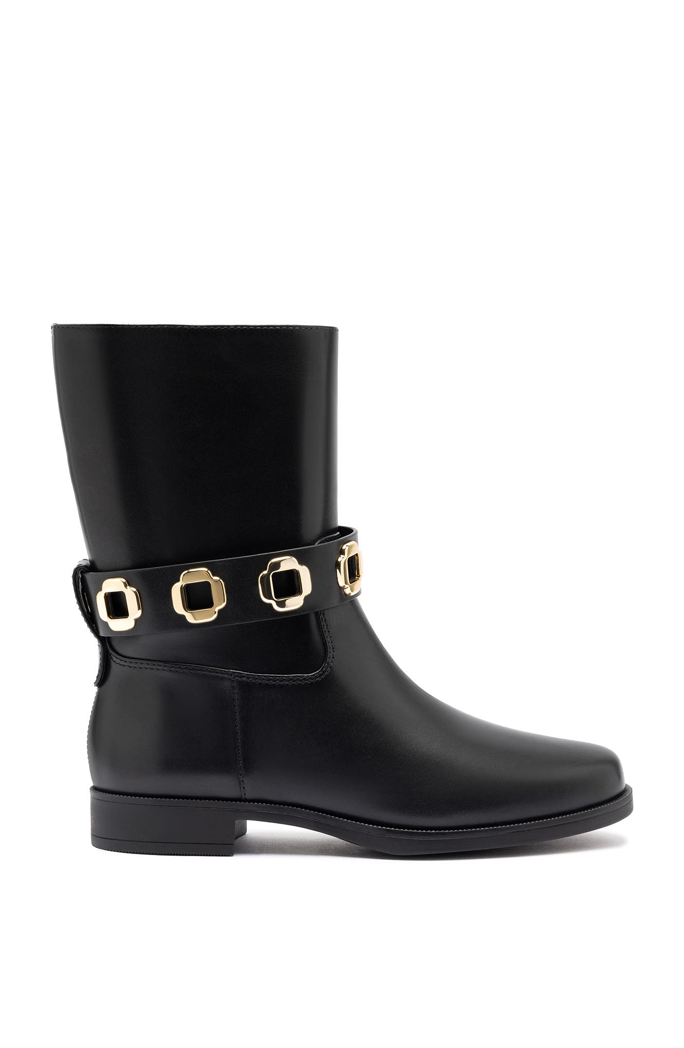 Larroudé Milan Flat Bootie, Main, color, Black