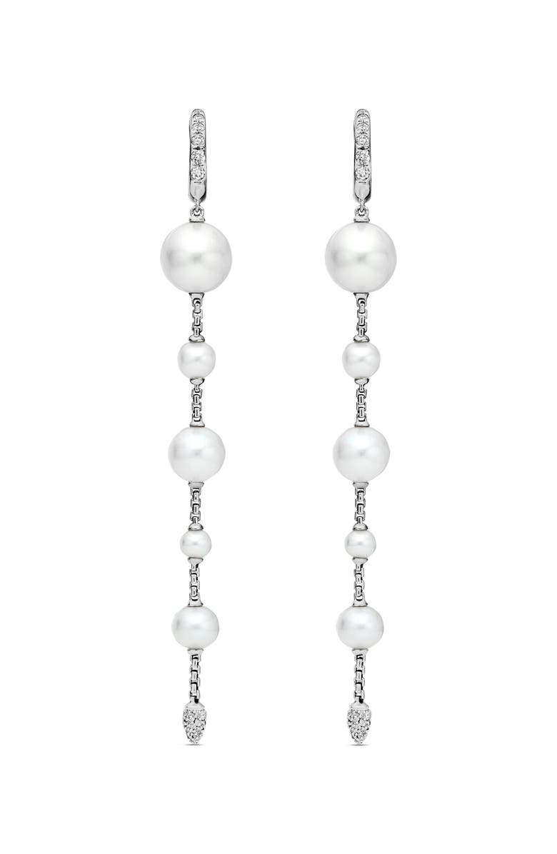 David Yurman Pearl and Pavé Drop Earrings with Diamonds, Main, color, Sterling Silver