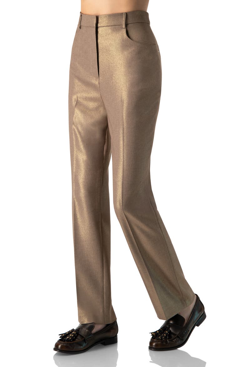 Sparkling Straight-Leg Pants with Pockets, Alternate, color, Brown