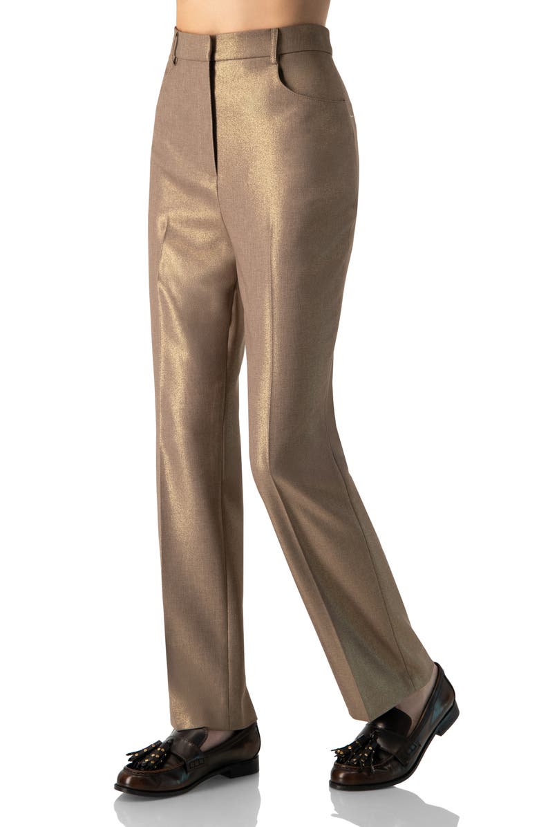 IVONNE Sparkling Straight-Leg Pants with Pockets, Alternate, color, Brown