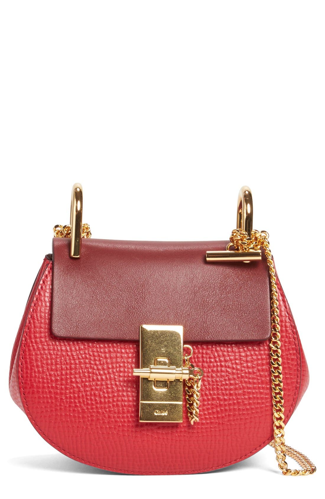 Chloé Nano Drew Calfskin Shoulder Bag, Main, color, 