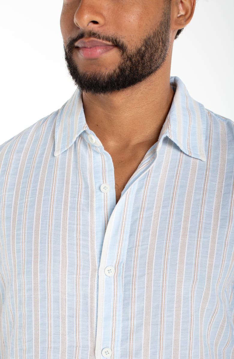 Liverpool Los Angeles Stripe Short Sleeve Button-Up Shirt, Alternate, color, 