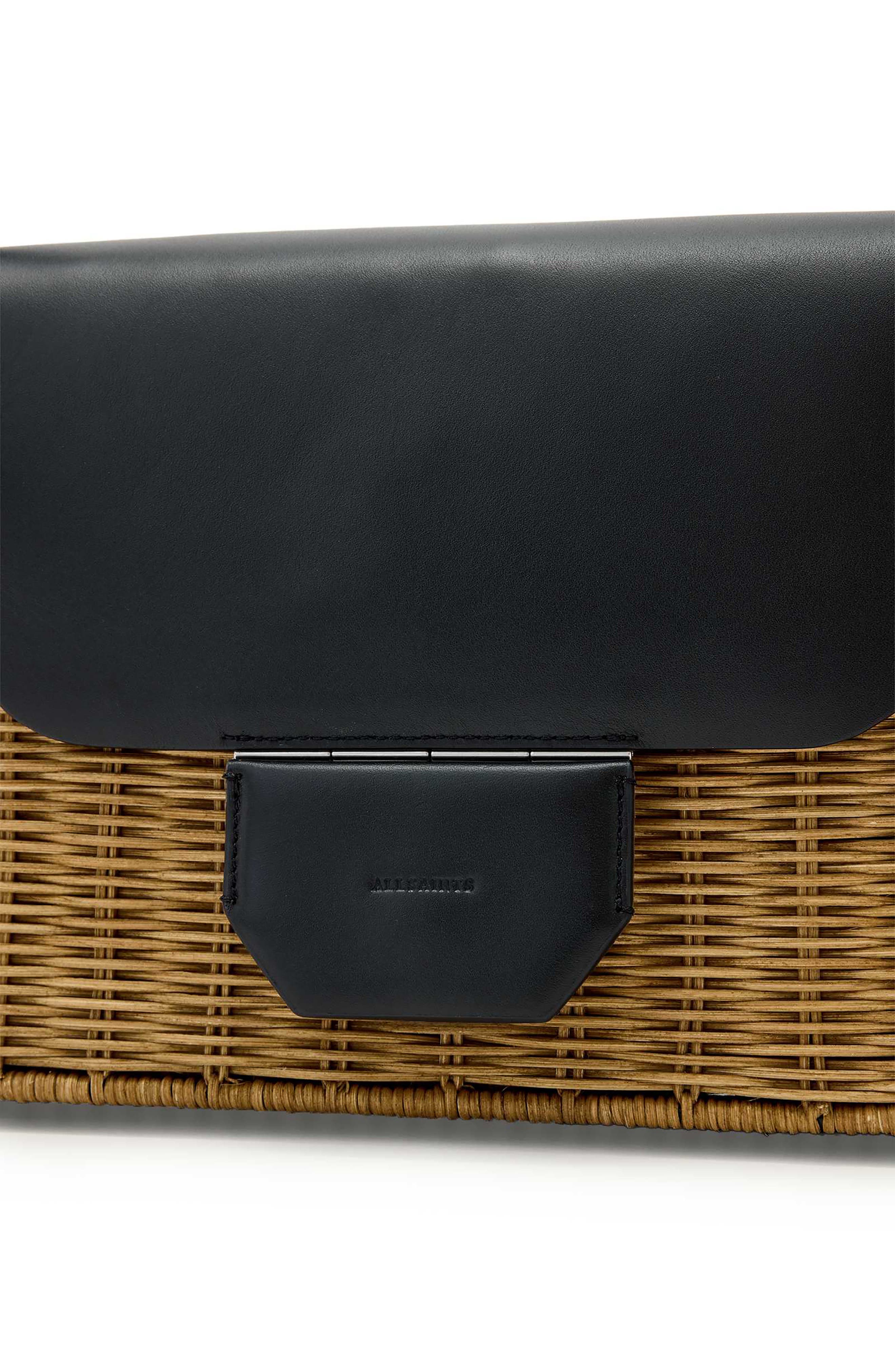 AllSaints Monique WIcker Shoulder Bag, Alternate, color, Biscuit/ Black