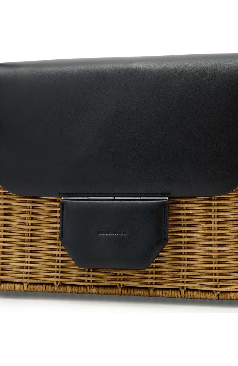 AllSaints Monique WIcker Shoulder Bag, Alternate, color, Biscuit/ Black