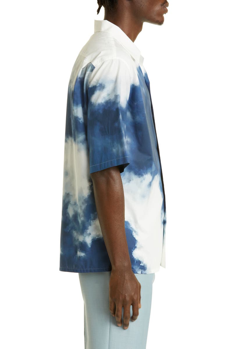 McQueen Men's Sky Print Short Sleeve Button-Up Camp Shirt, Alternate, color,