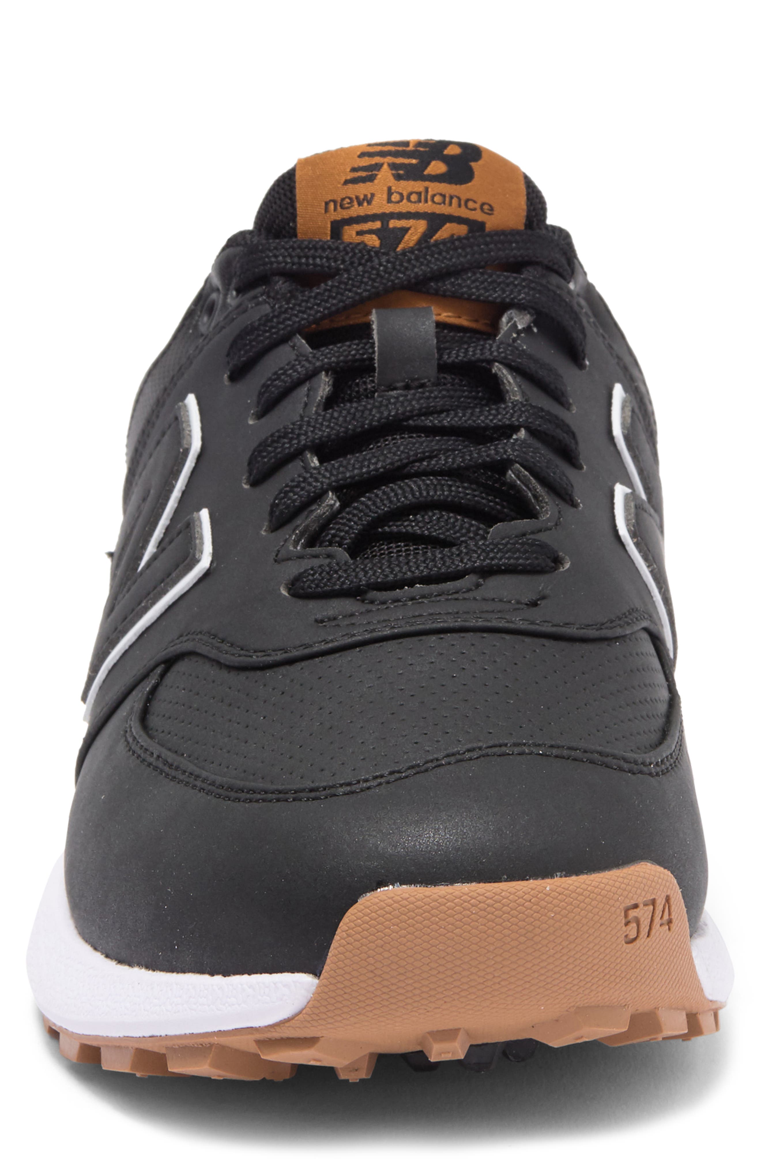 NEW BALANCE GOLF 574 Greens V2 Spikeless Golf Shoe, Alternate, color, Black / Gum