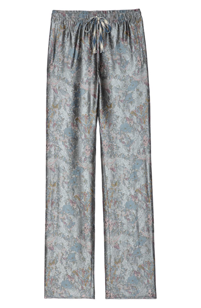 Zadig & Voltaire Pomy British Flowers Jacquard Drawstring Pants, Alternate, color,
