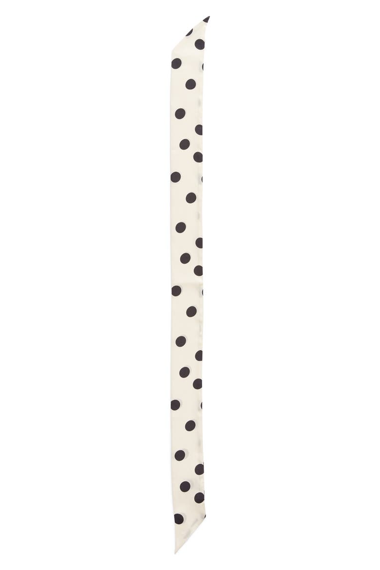 Print Silk Skinny Scarf (Nordstrom Exclusive), Alternate, color, BEIGE ECRU LARGE DOT