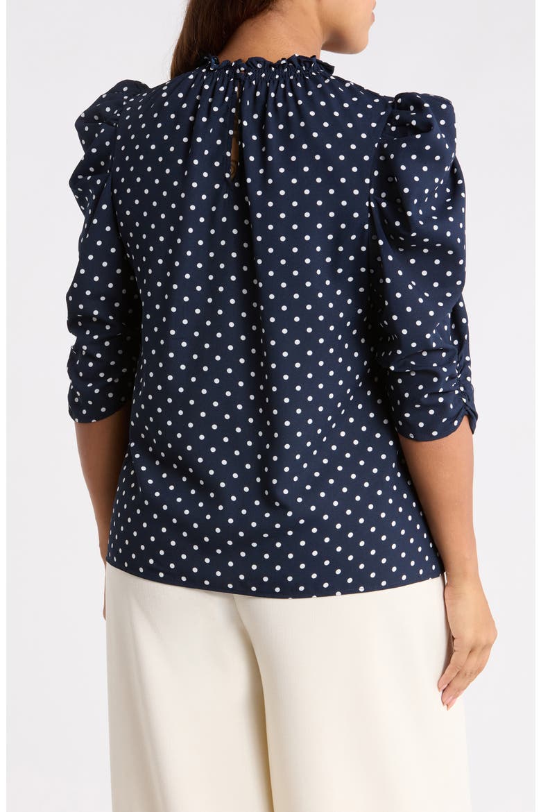 Dot Print Top, Alternate, color, NAVY-CREAM