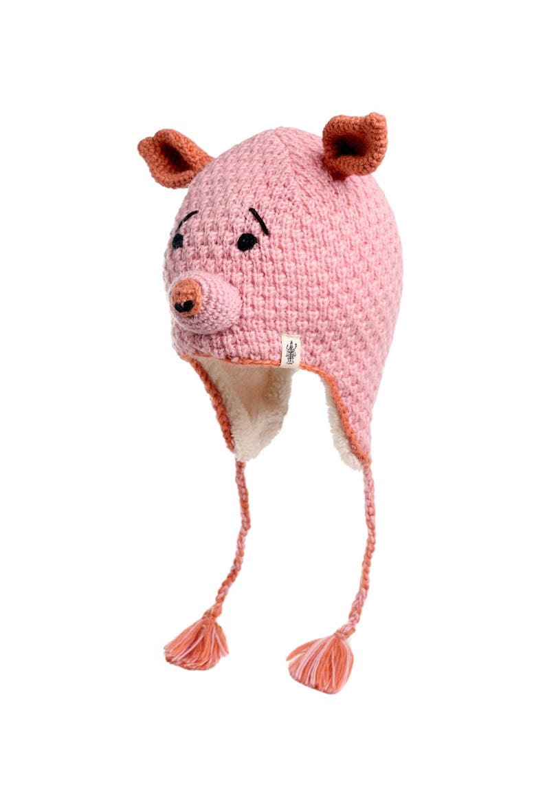 Crochet Piggy Hat, Alternate, color, White