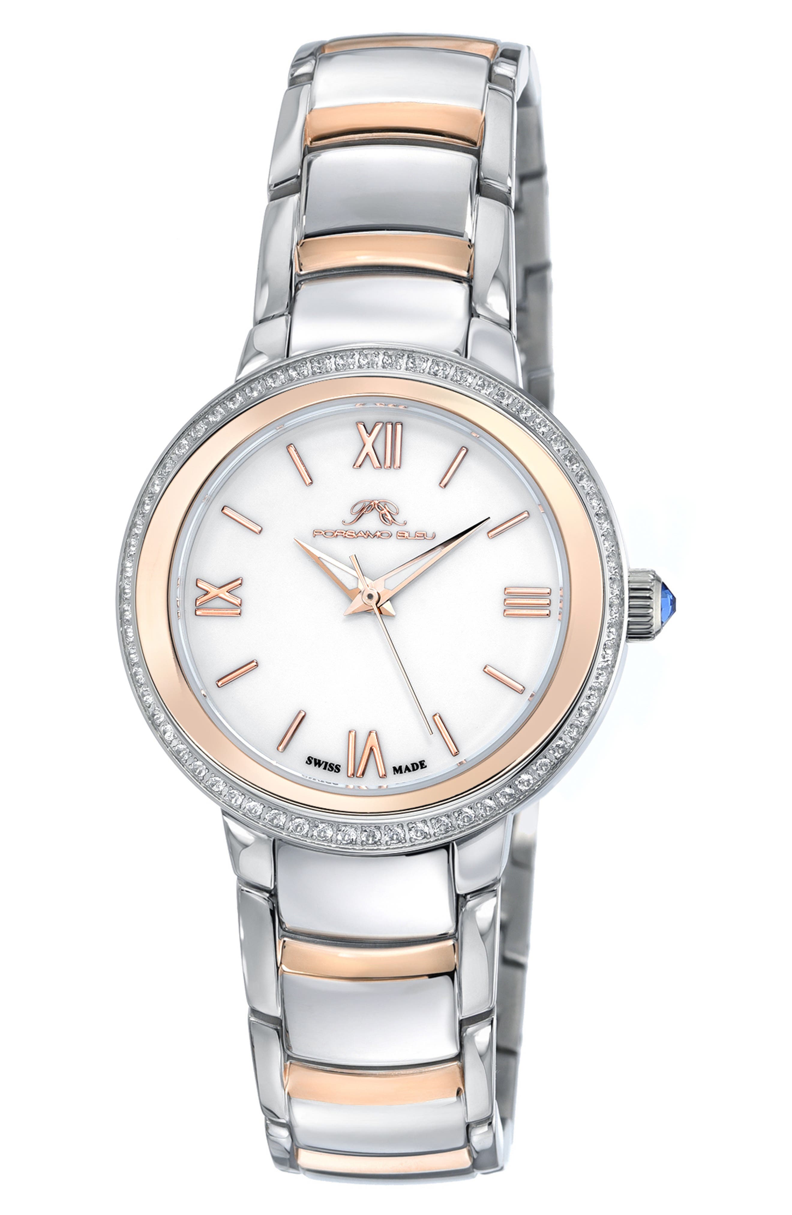 Luna White Topaz Bracelet Watch, 34mm