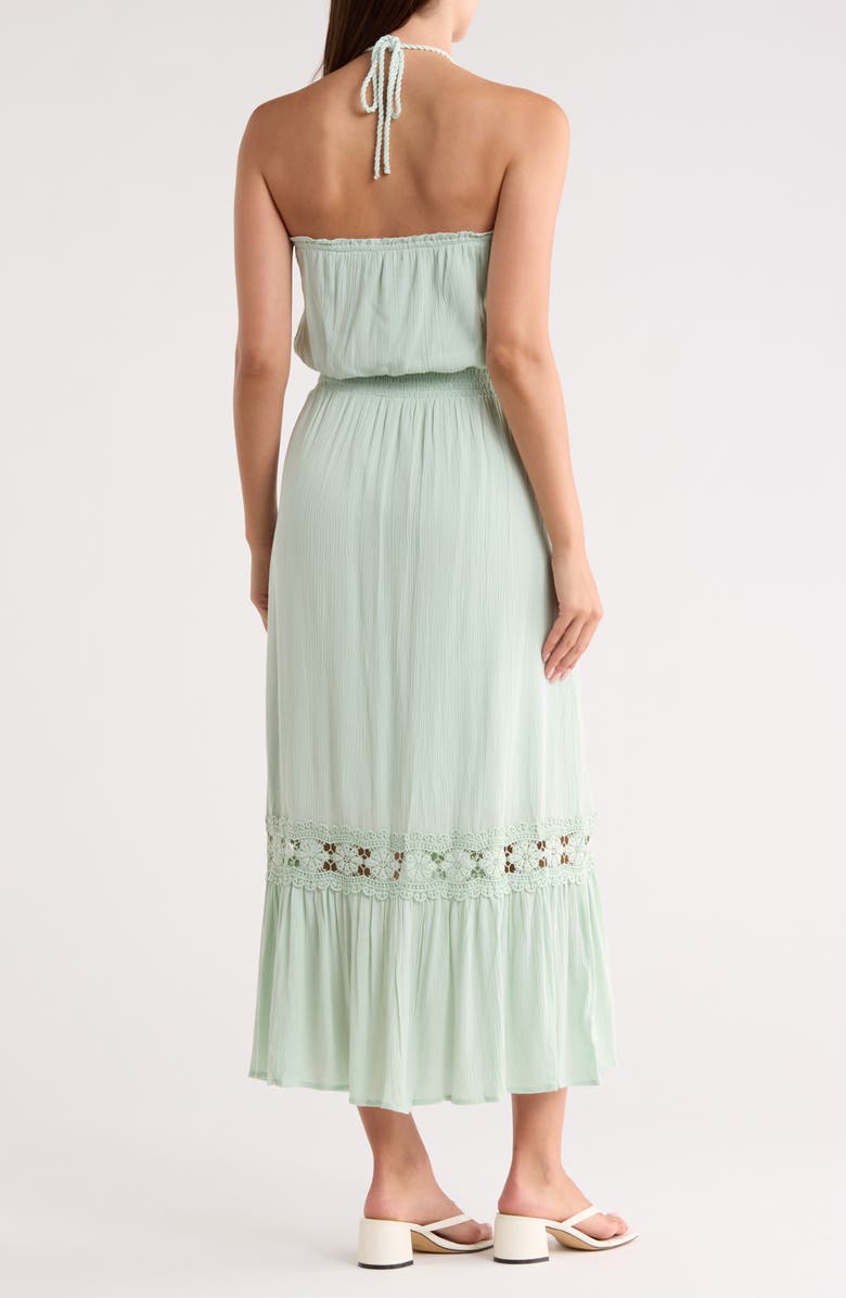 Lovestitch Smocked Halter Maxi Dress, Alternate, color, Dusty Sage