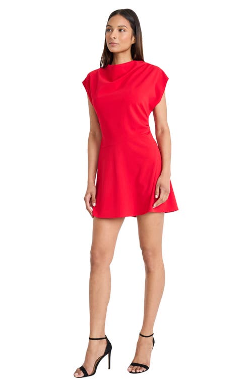 Donna Morgan For Maggy Cowl Neck Short Sleeve Fit & Flare Minidress In Red