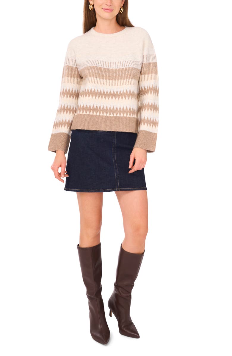 Vince Camuto Fair Isle Raglan Sleeve Crewneck Sweater, Alternate, color, Birch