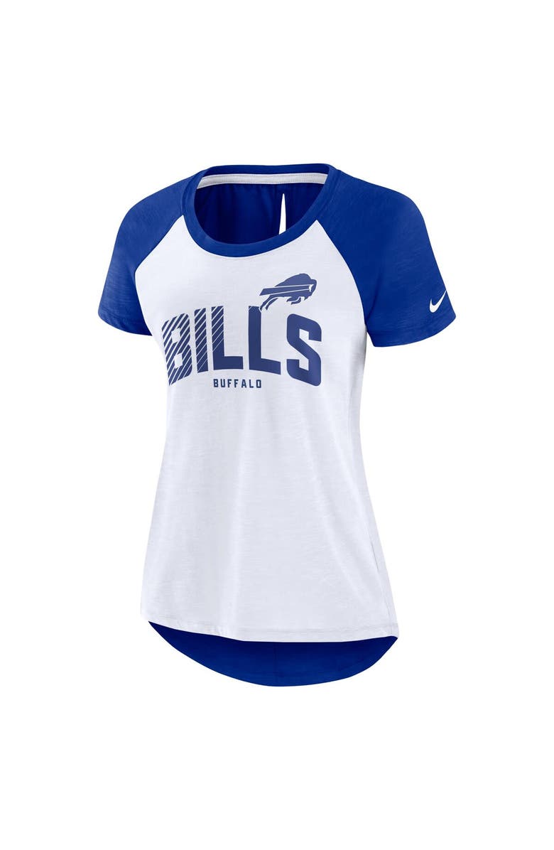 Nike Women's Nike White/Heather Scarlet Buffalo Bills Back Slit Lightweight Fashion T-Shirt, Alternate, color, 