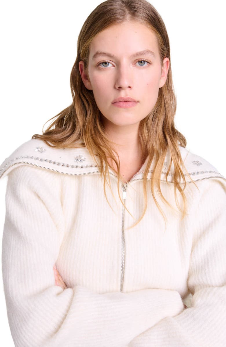 maje Cardigan with jewellery neck, Alternate, color, 