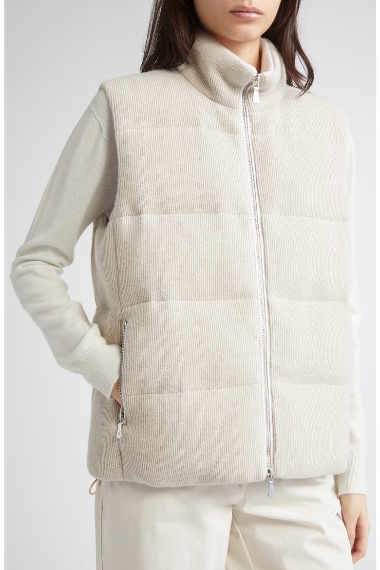 Sparkle Quilted Down Vest, Alternate, color, OFF WHITE