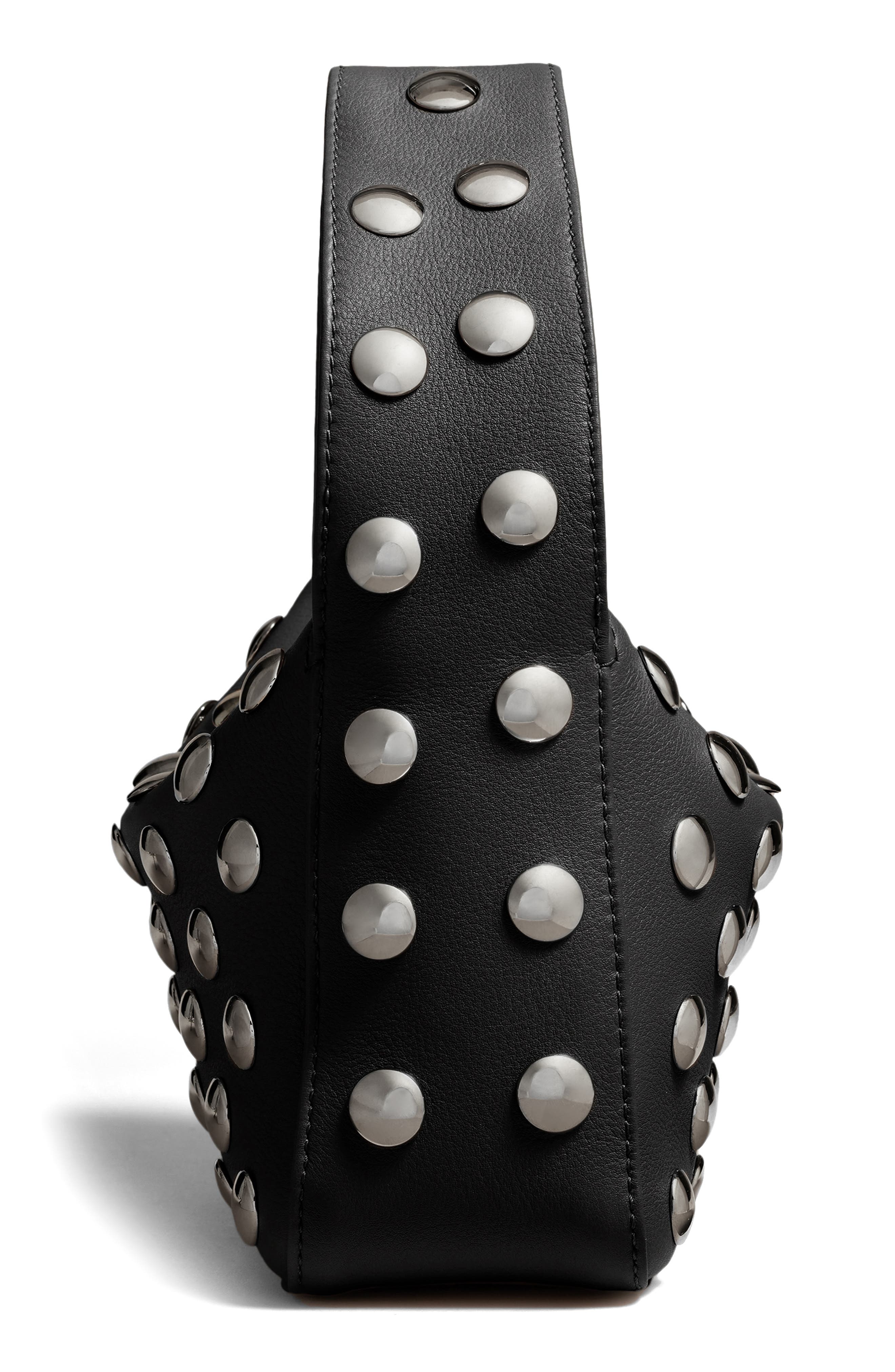 Khaite Small Elena Stud Leather Shoulder Bag, Alternate, color, Black 200