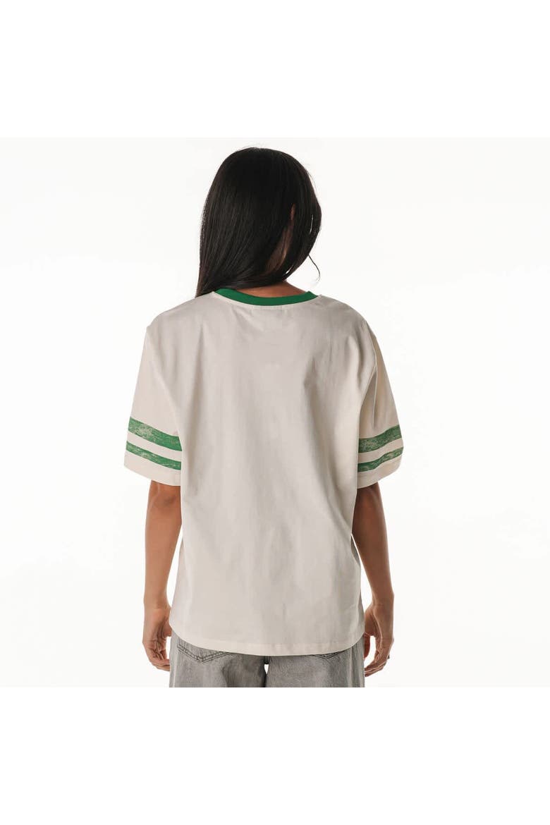 Women's The Wild Collective Cream Boston Celtics Vintage Drop Shoulder Oversized Boyfriend T-Shirt, Alternate, color, Cream