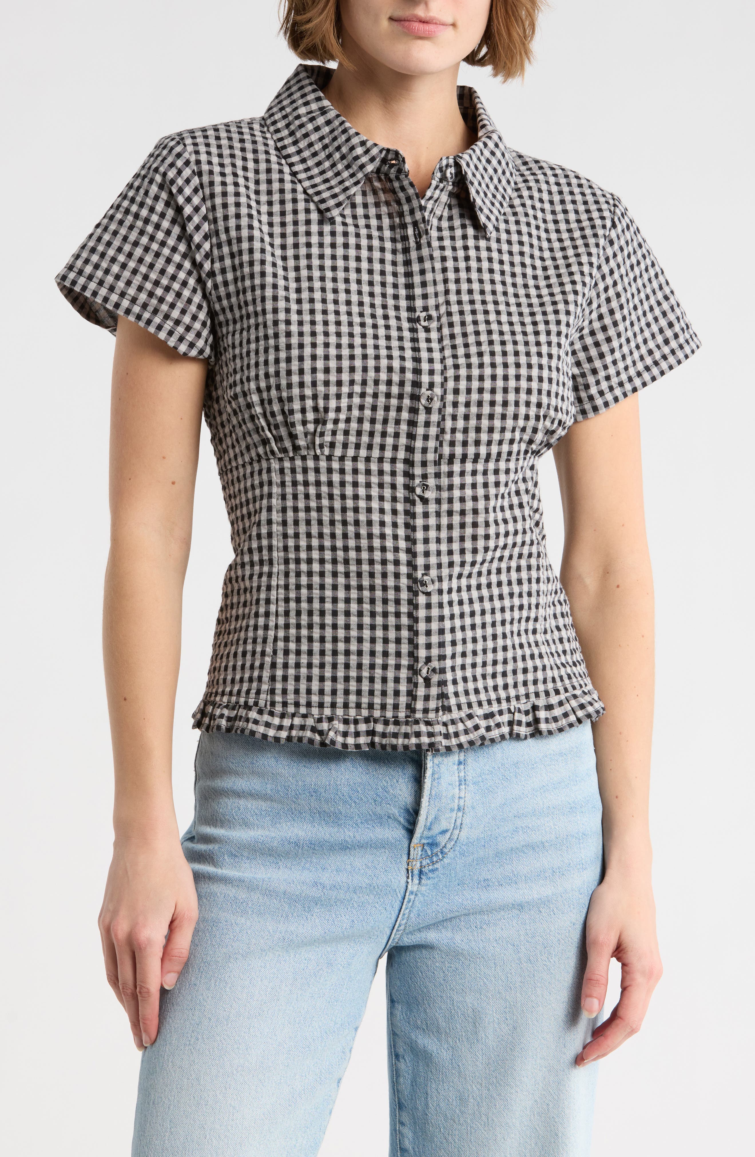 Vigoss Gingham Fitted Top