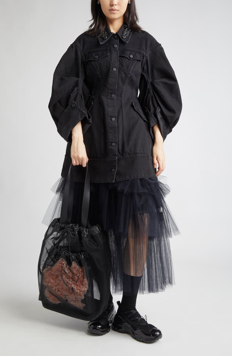 Simone Rocha Crystal Embellished Sculpted Denim Jacket, Alternate, color,