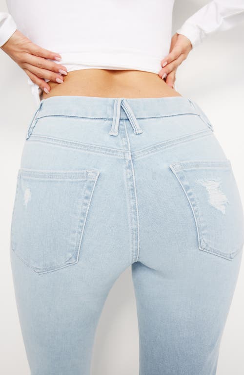 GOOD AMERICAN GOOD AMERICAN ALWAYS FITS GOOD DISTRESSED FLARE JEANS
