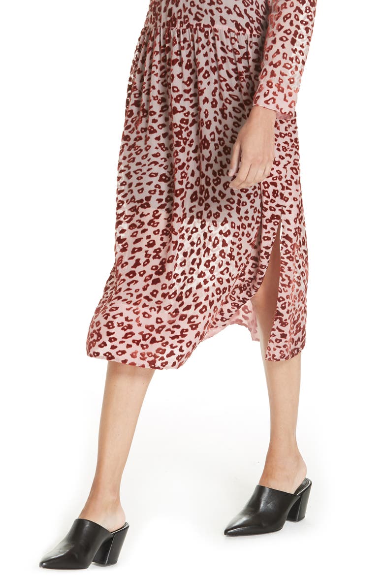 Gia Devoré Leopard Spot Dress, Alternate, color, PINK/ RUST