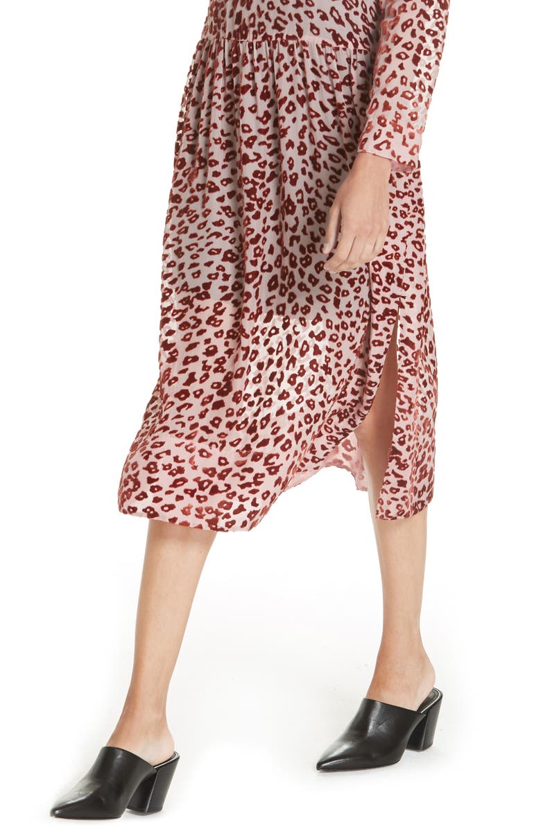 rag & bone Gia Devoré Leopard Spot Dress, Alternate, color, 