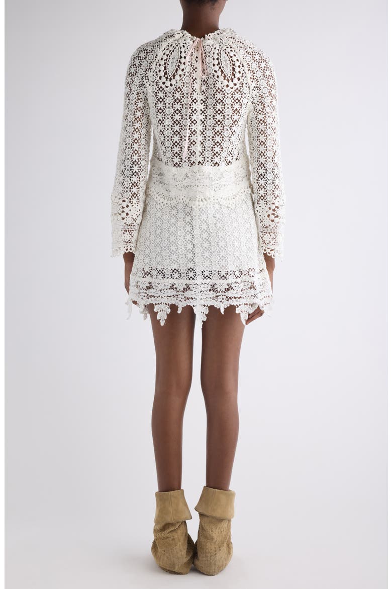 Hizene Long Sleeve Lace Minidress, Alternate, color, WHITE