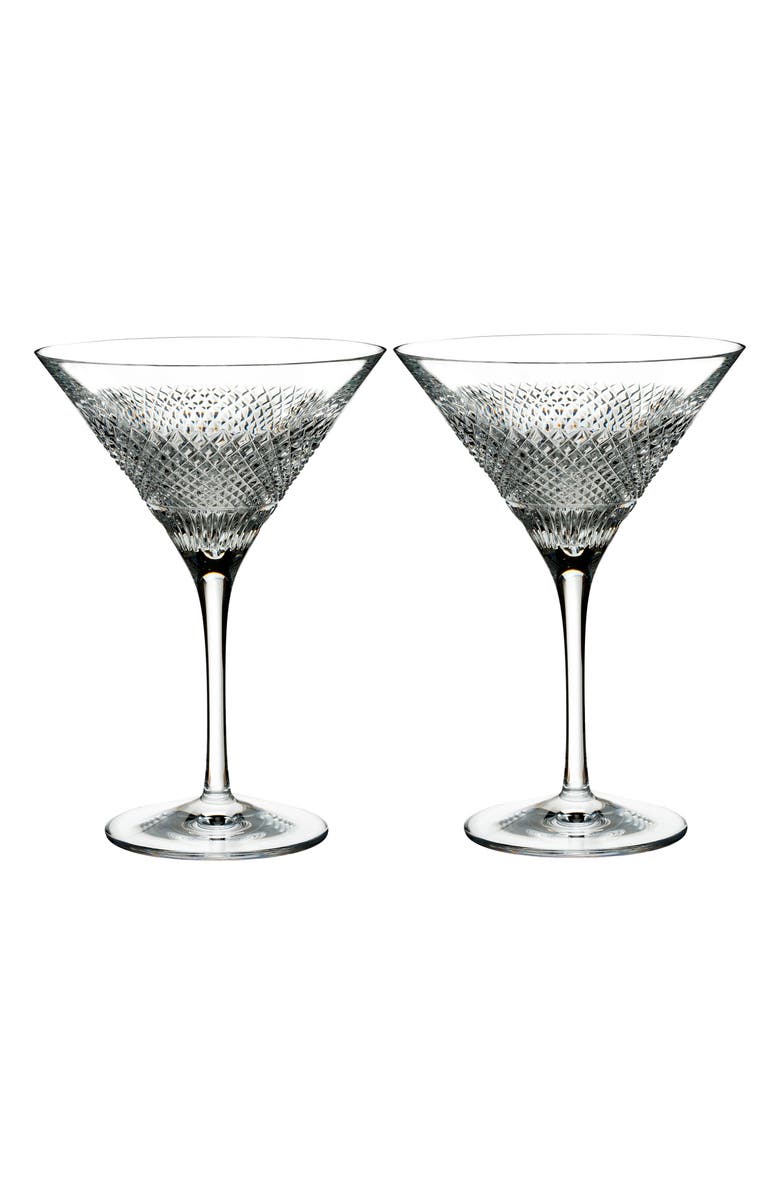 Waterford Diamond Line Set of 2 Lead Crystal Martini Glasses, Main, color, 