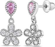 In Season Jewelry Groovy Cubic Zirconia Flower Dangle Earrings