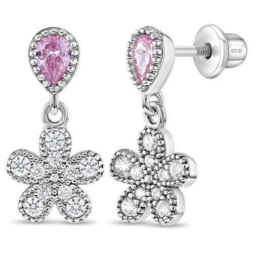 In Season Jewelry Groovy Cubic Zirconia Flower Dangle Earrings in Pink at Nordstrom