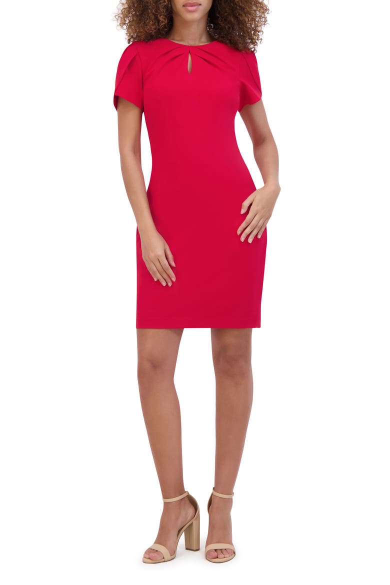 Keyhole Crepe Scuba Dress, Main, color, RED