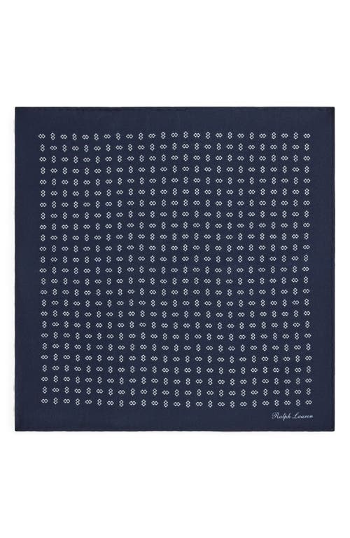 Ralph Lauren Purple Label Linked Diamond Deco Print Silk Pocket Square In Blue