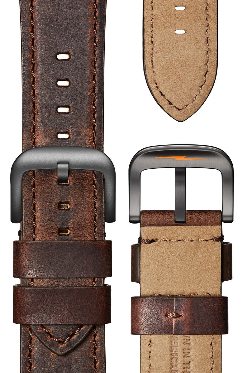 Shinola The Guardian Leather Strap Watch, 41.5mm x 43mm, Alternate, color, 