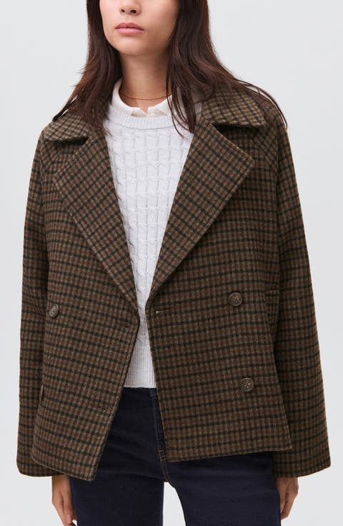 Plaid Raglan Sleeve Coat