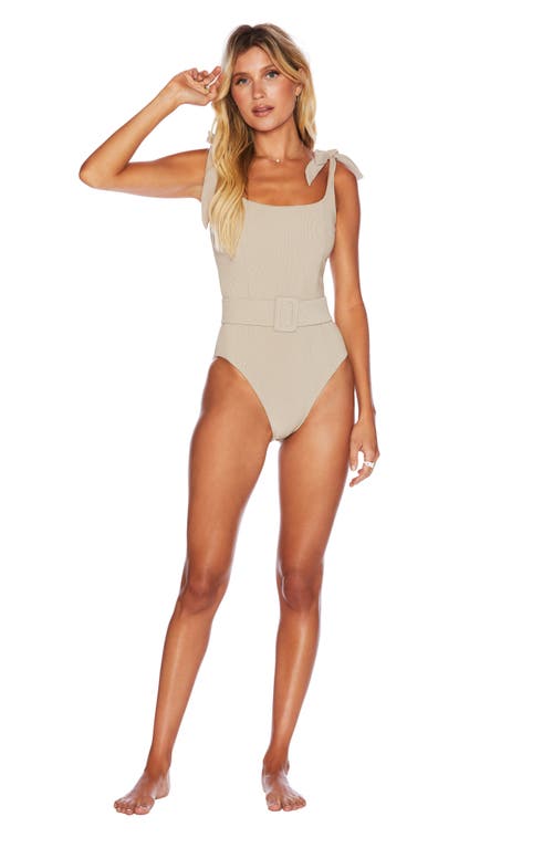 Beach Riot Sydney Belted One-piece Swimsuit In Tan