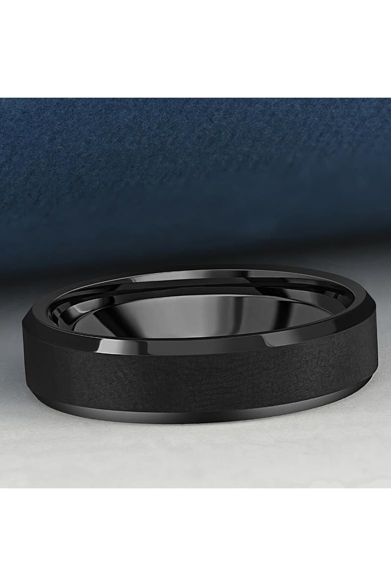 Men's Brushed Black Tungsten 6mm Beveled Ring Wedding Band, Alternate, color, Black Tungsten
