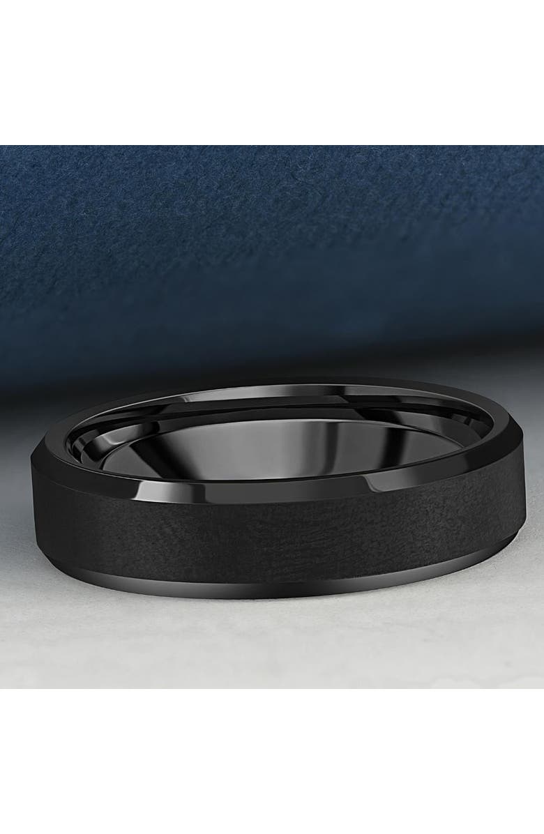 Bliss Diamond Men's Brushed Black Tungsten 6mm Beveled Ring Wedding Band, Alternate, color, Black Tungsten